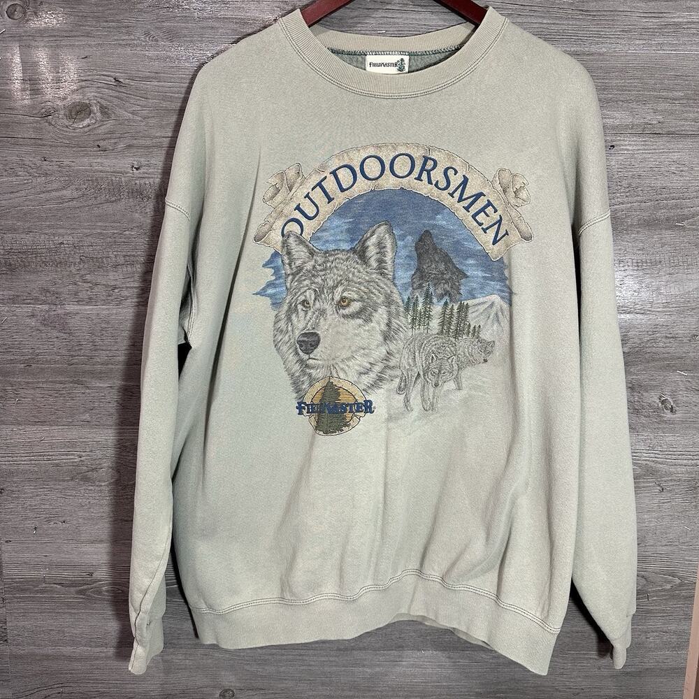 Vintage Fieldmaster sweatshirt Crewneck‎ Nature Wolf Outdoorsmen Size XL